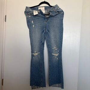 MOTHER Flare Distressed Blue Jeans